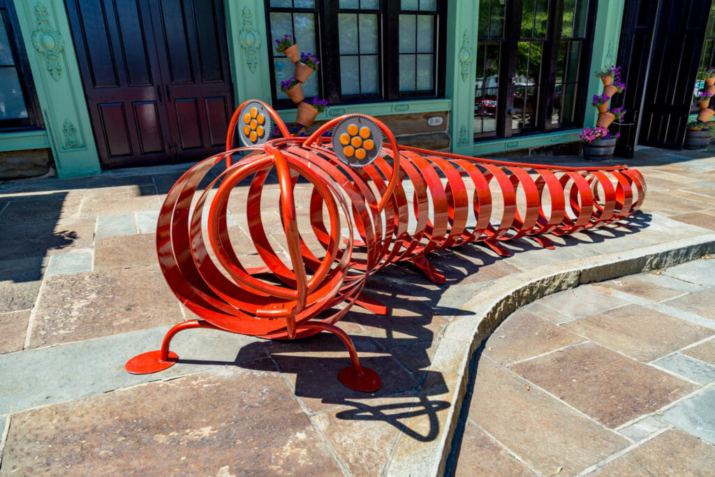 Amazement Square's caterpillar sculpture