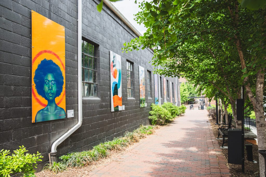 Art work on the buildings of Bluffwalk