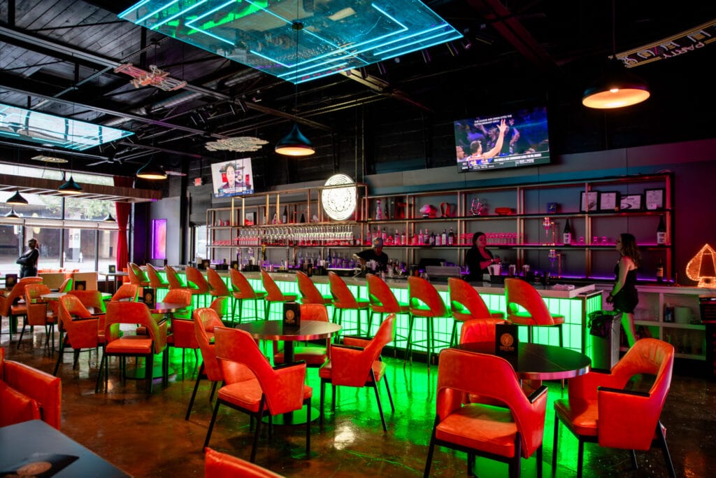 Colorful bar and interior of Tiger Sun