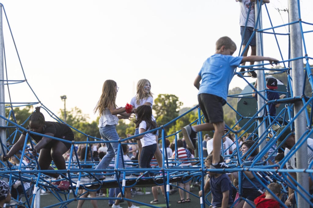 Kids playing on the playground