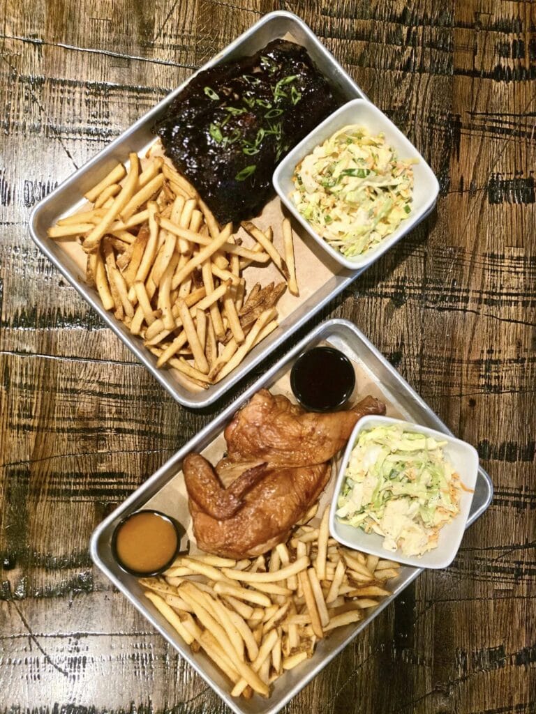 Arrangement of food placed on a table