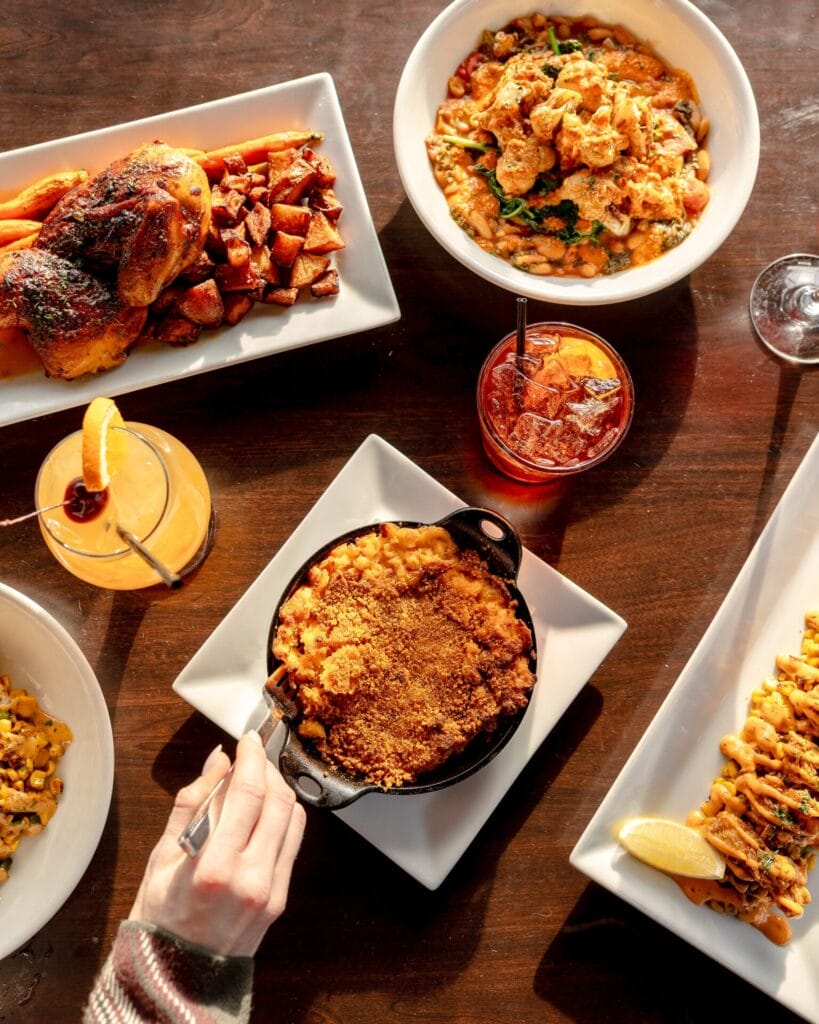 Arrangement of food placed on a table