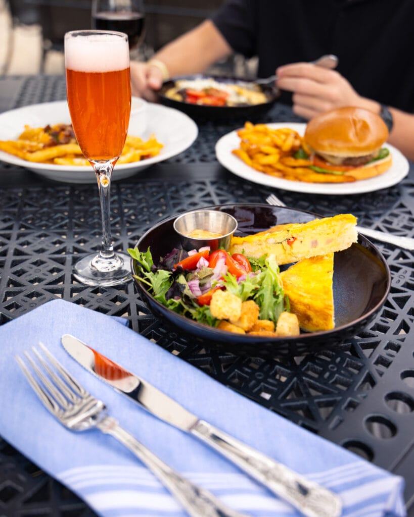 Colorful food placed on black table