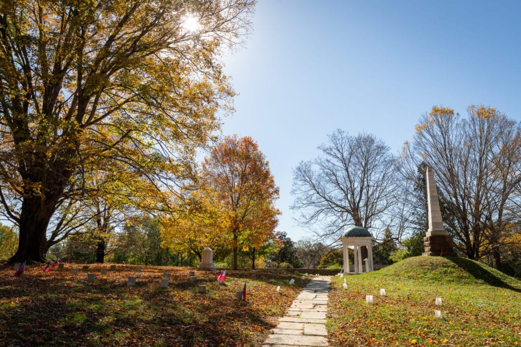 Old City Cemetery surrounded by fall colored trees